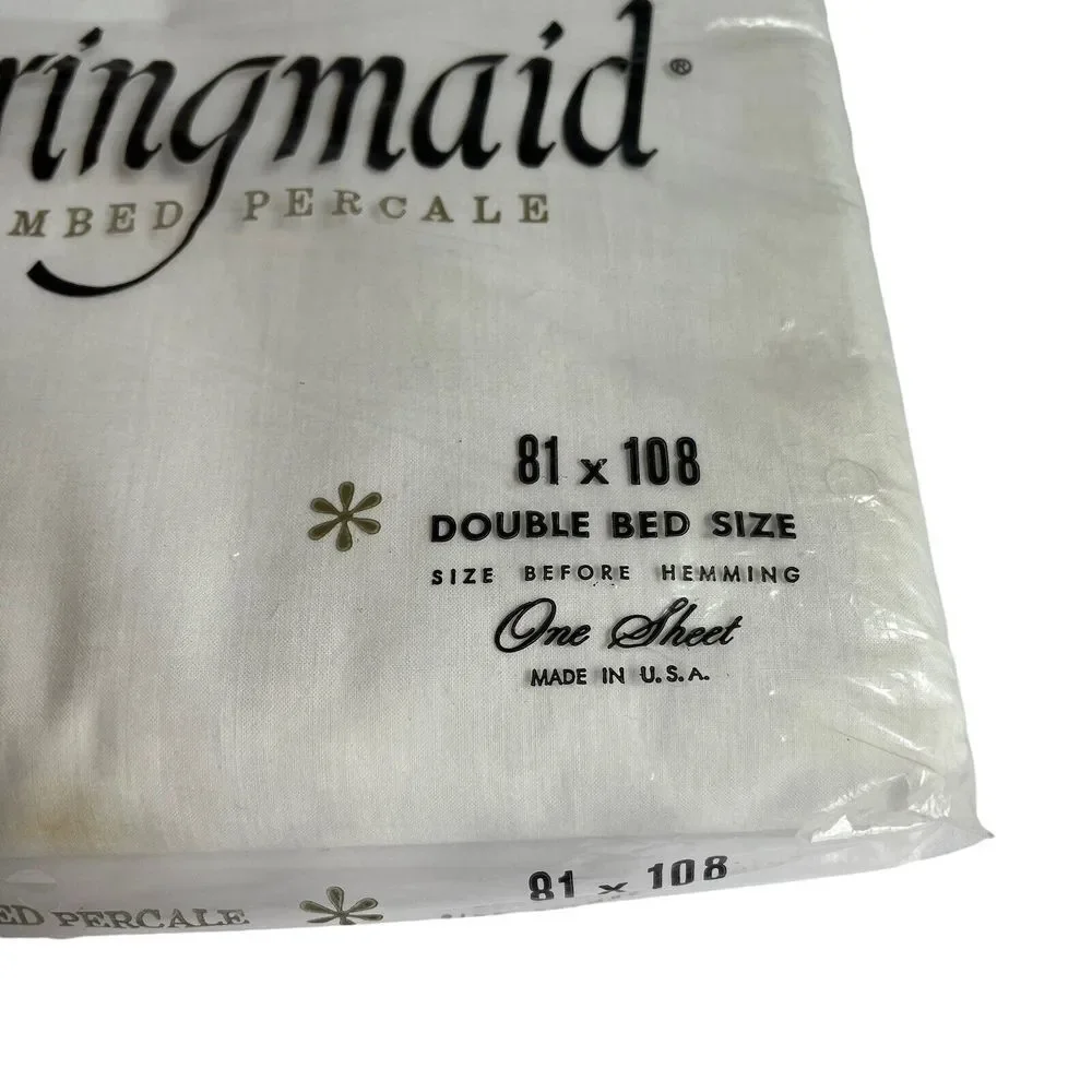 Vtg Springmaid Springcale Sheet White Combed Percale Double Flat Sheet USA‎ NIP